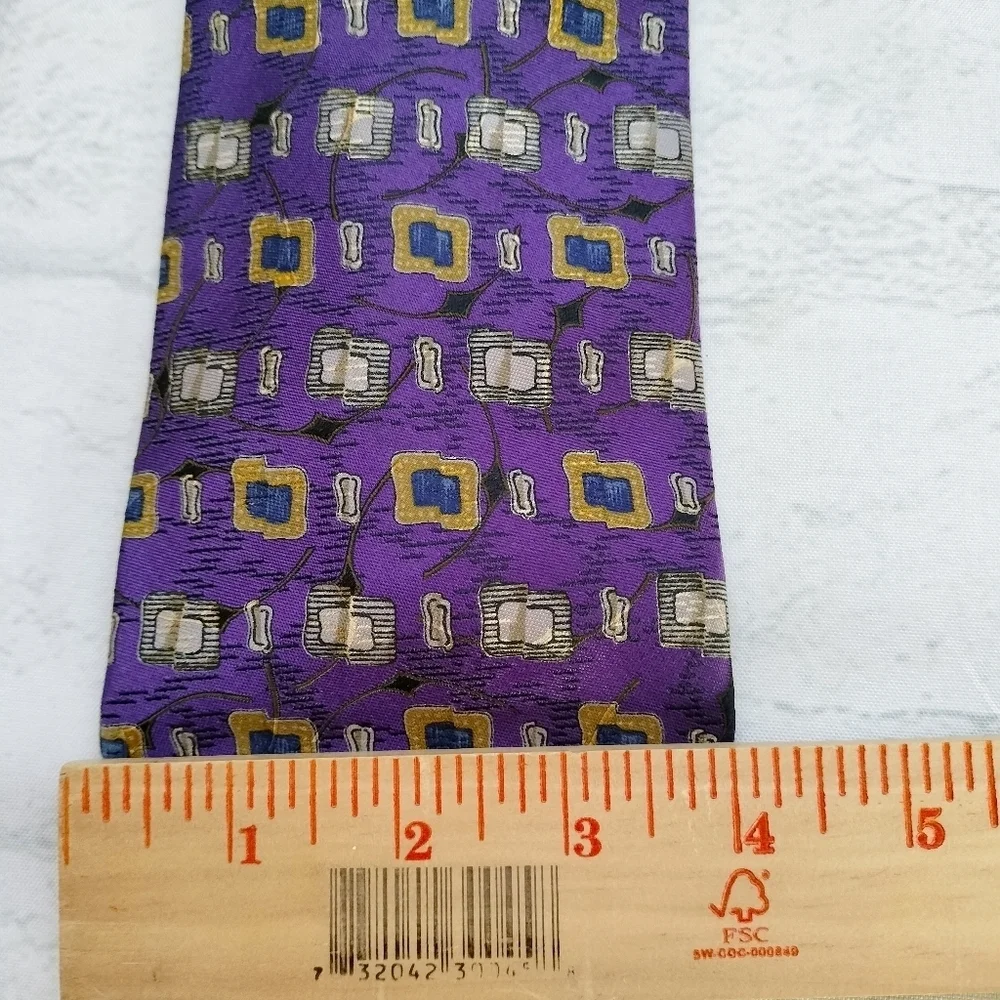 Robert Talbott Best of Class Necktie Tie Silk Geometric Square Handmade Purple T